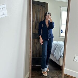 LAUREN RALPH LAUREN - SHAWL CARDIGAN KNIT SWEATER WITH CREST